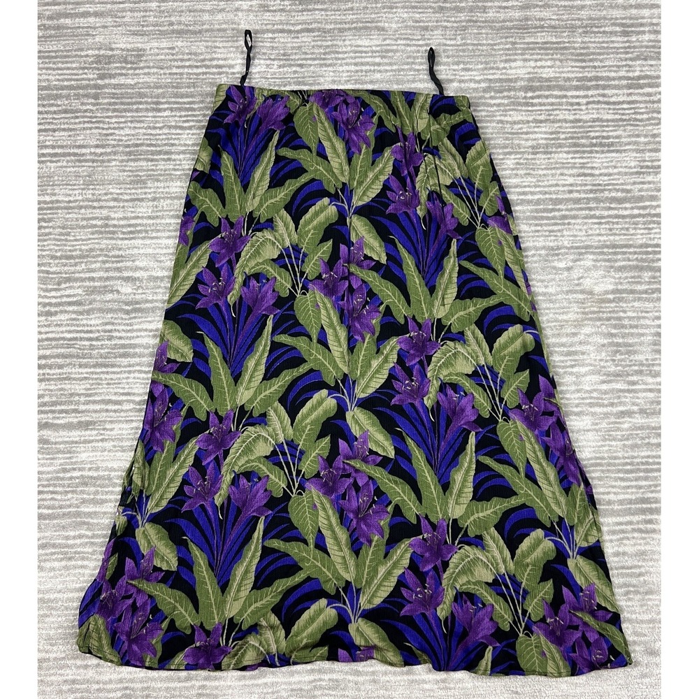 California Krush Skirt Womens Extra Large Multicolor Floral Crinkled Rayon Long